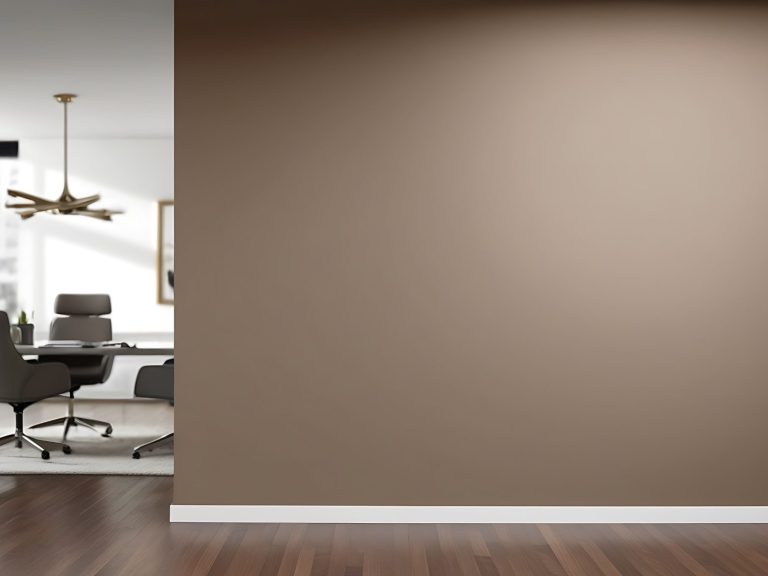 moderne braune Wand Braune Wand in einem modernen Raum mit Blick auf Möbel und Beleuchtung.